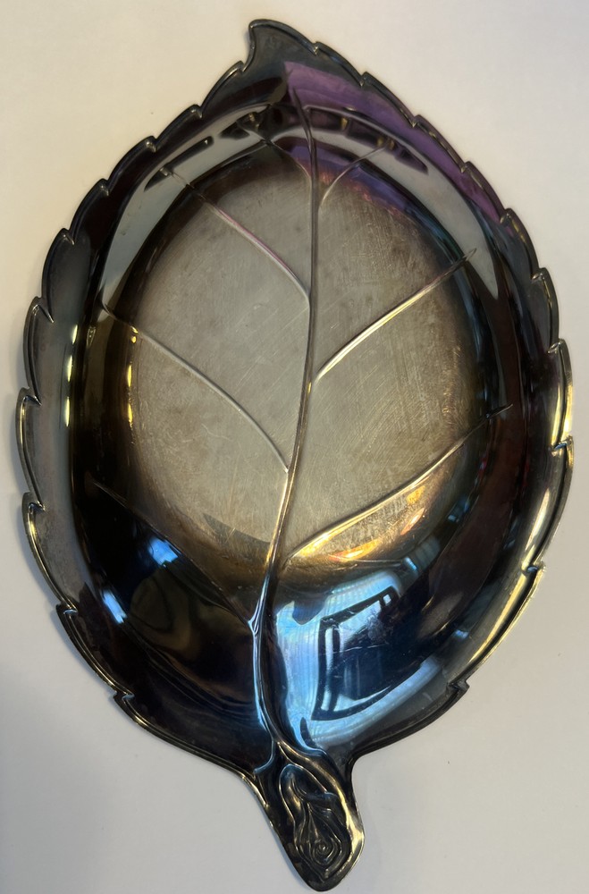 International Silver Company Model 348 Silverplate Tray Dish Bowl Rose Handle