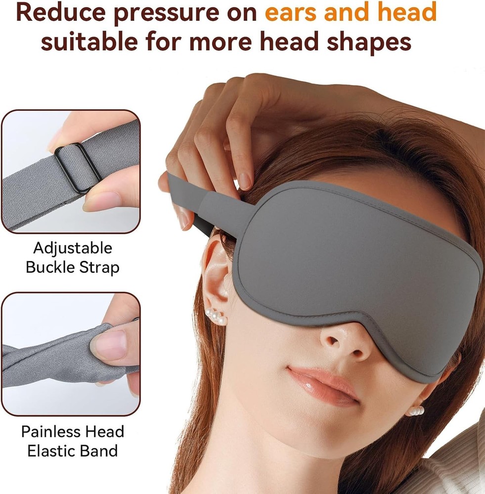 Luxurious 3D Light Blocking Sleep Mask - Zero Eye Pressure with Adjustable Strap