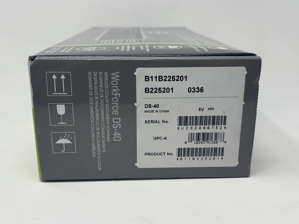 Epson WorkForce DS-40 Portable Compact Wireless Color Document Scanner Open Box