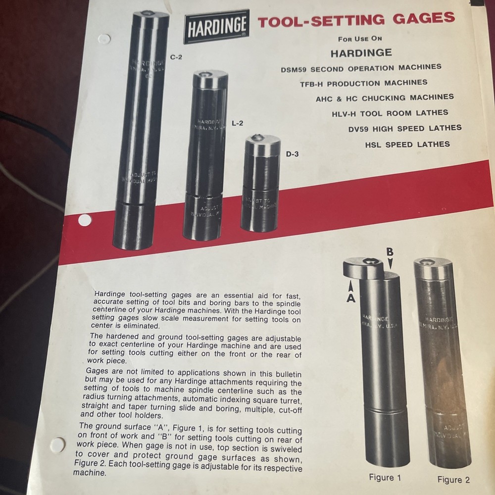 Hardinge Assorted Sales Ads,Instructions