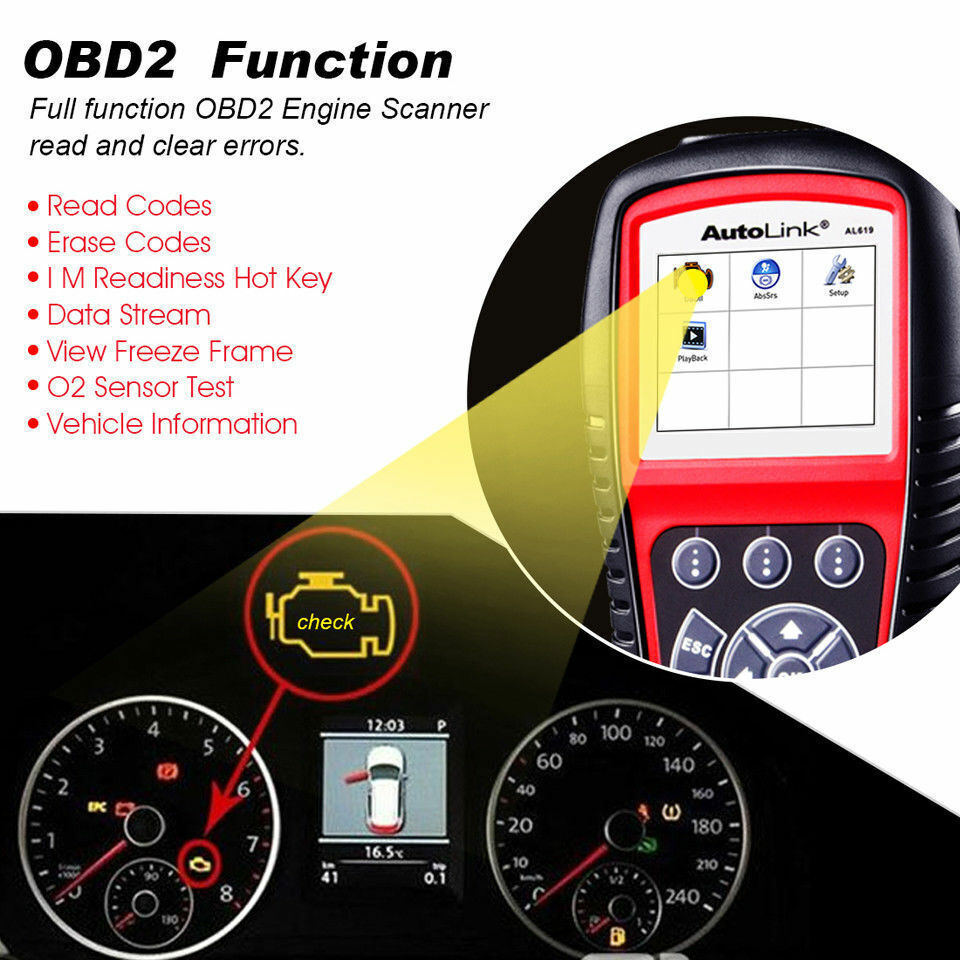 Autel AL619 OBD2 CAN ABS SRS Code Reader Scanner Auto Car Diagnostic Tool