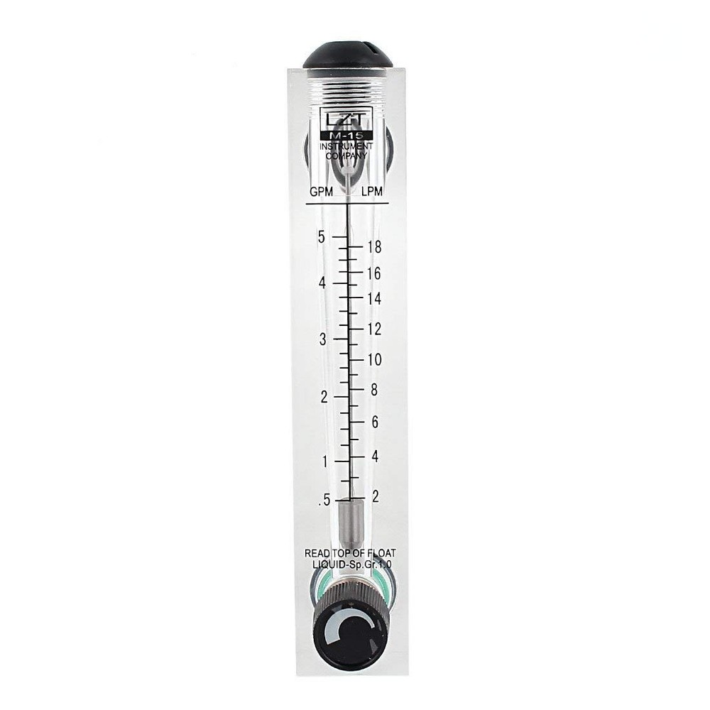 Adjustable Knob Water Flow Meter Panel Type Flowmeter 0.55 GPM