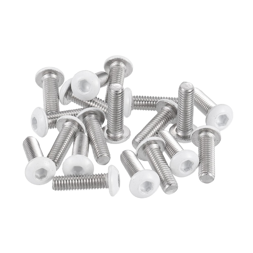 20 Pcs M3-0.5 x 10mm Button Head Socket Cap Screw Machine Screw, White