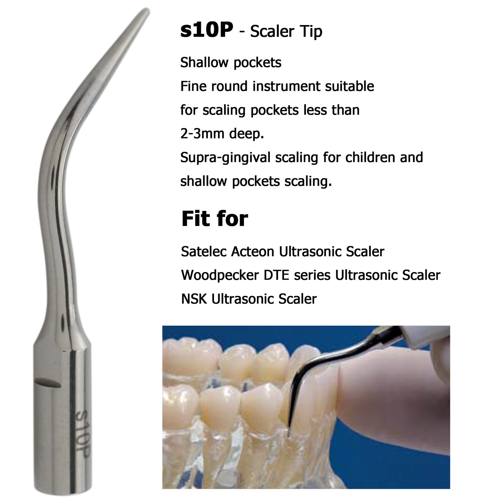 Fits Satelec Acteon Piezo Tips H3 10Z 1S Scaling Perio Dental Ultrasonic Scaler