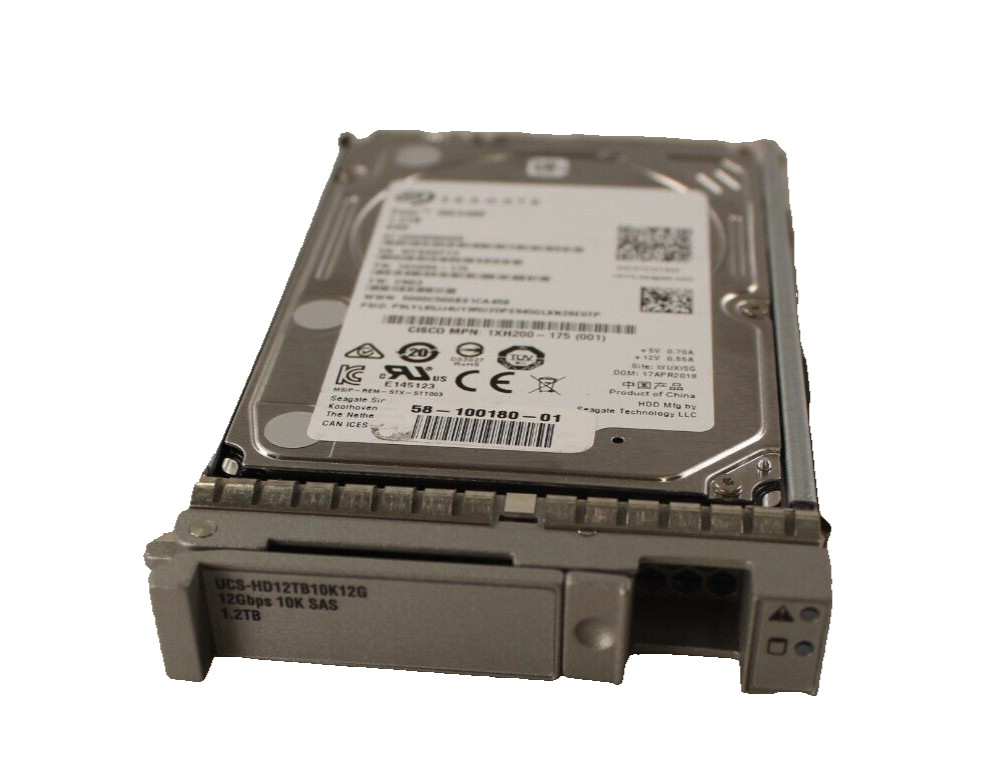 Seagate ST1200MM0009 1.2TB 2.5" 12Gb/s 10K SAS Drive Cisco 1XH200-175 w/ caddy
