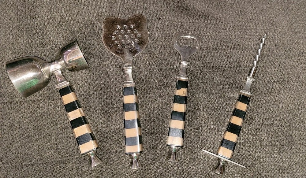 Darren Ransdell Set 4 Bar Tools Plastic Brown/Black Stripe MCM *Please Read*