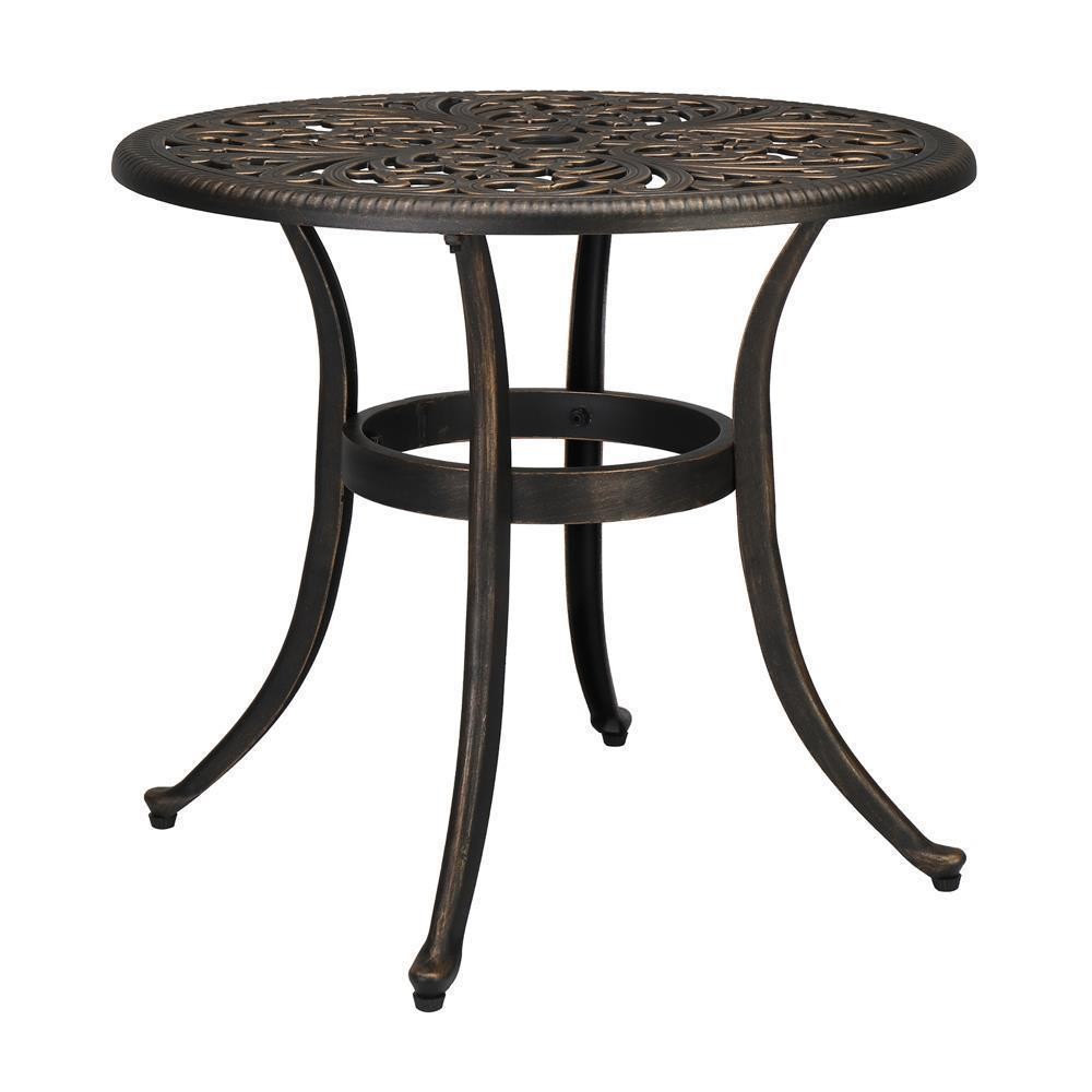 Patio Bistro Table with Umbrella Hole, Cast Aluminum Dining Table for Outdoor