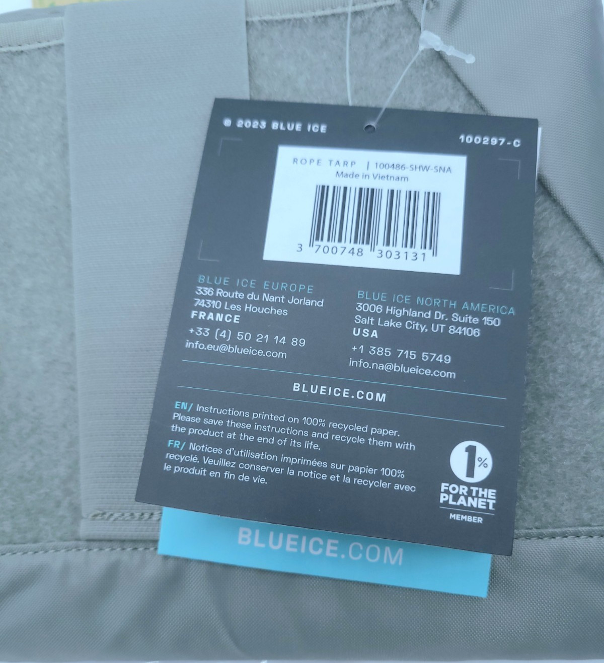 BLUE ICE Rope Tarp - Shadow - NEW WITH TAGS!