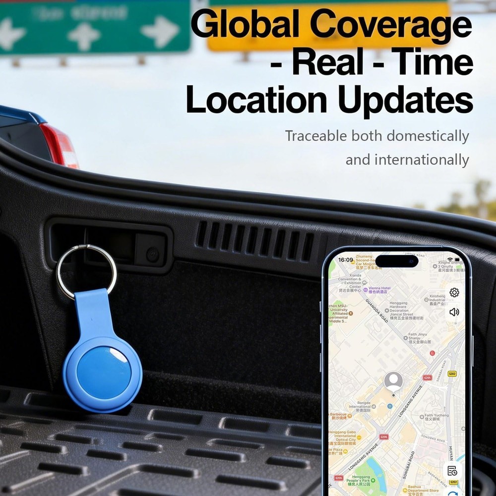Quvjd Real-Time Location Updates, No SIM Card GPS Tracker for (Android & iOS)
