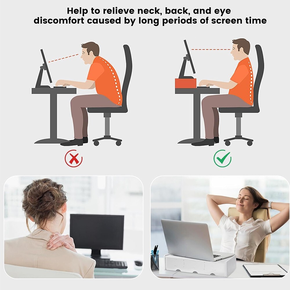 Monitor Riser Shelf- Space-Saving Desktop Stand for Computer&Laptop Organization