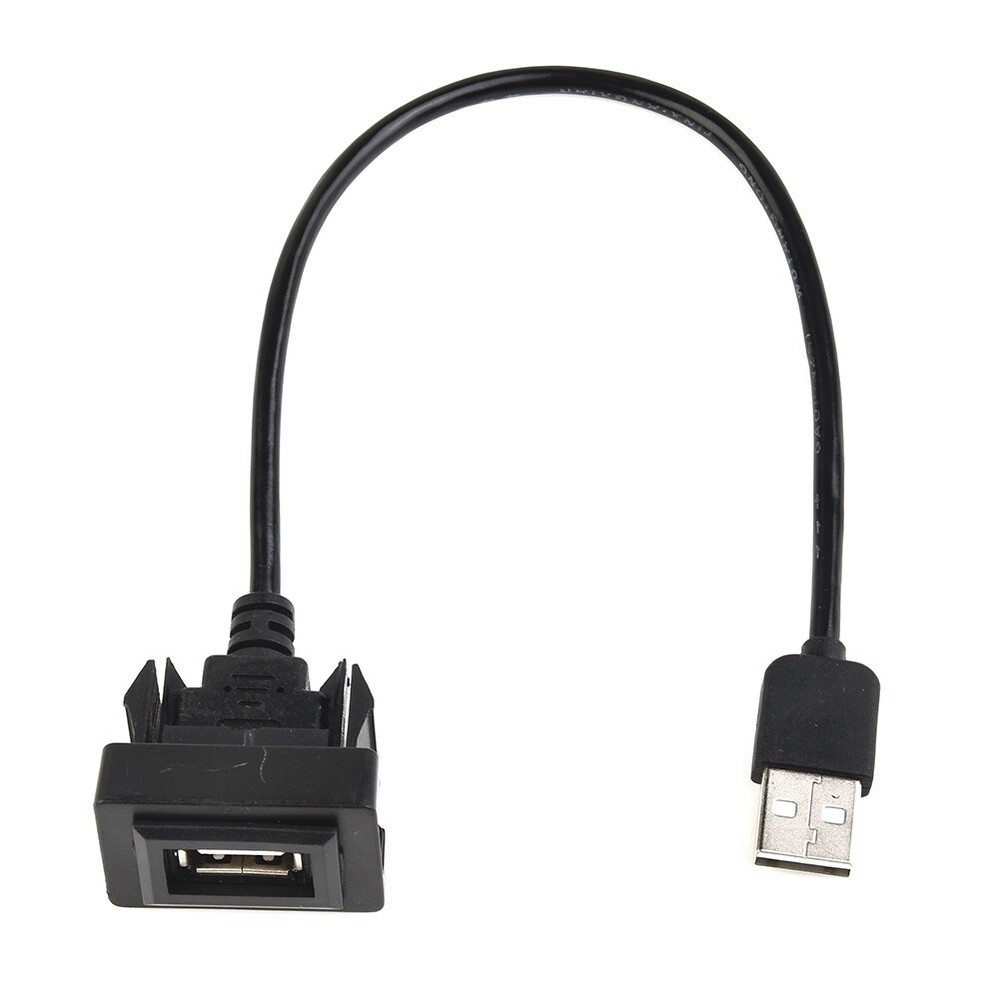 USB Extension Cable 25cm Adapter Black Car Center Console Flush Mount Part