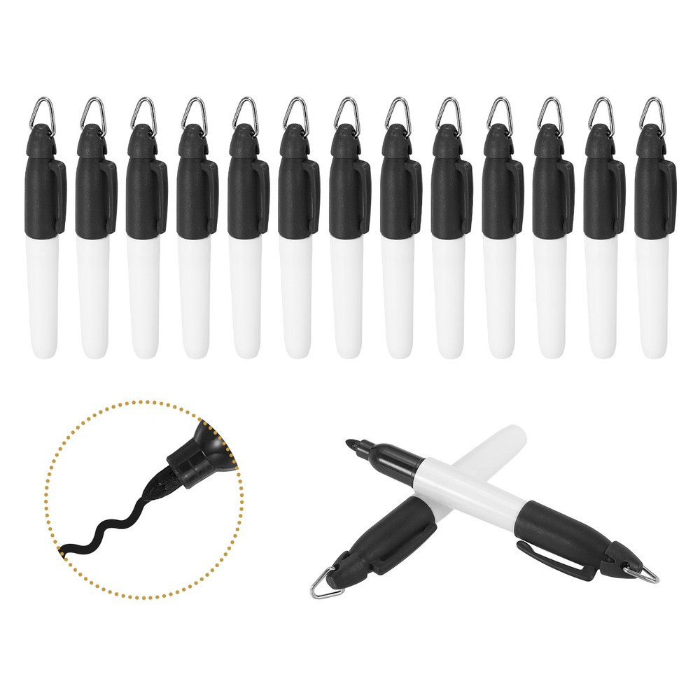 15 Pcs Round Point Mini Permanent Markers, Golf Marker Pen, Black