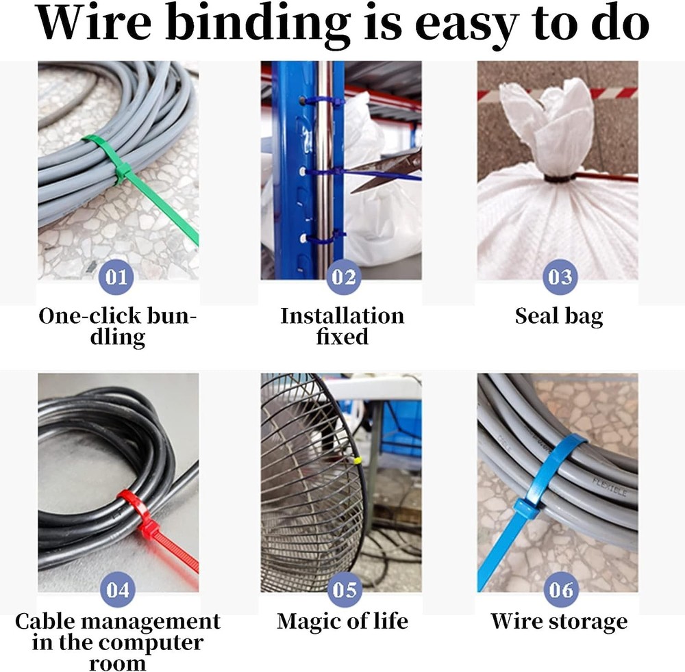 1200 Pieces Zip Ties Multi-Purpose Assorted Colored Self-Locking Nylon Cable ...