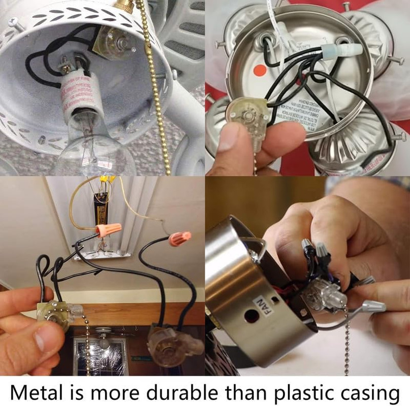 Hunter Ceiling Fan Light Switch ZE-109M - Pull Chain On/Off Switch - Black Chain