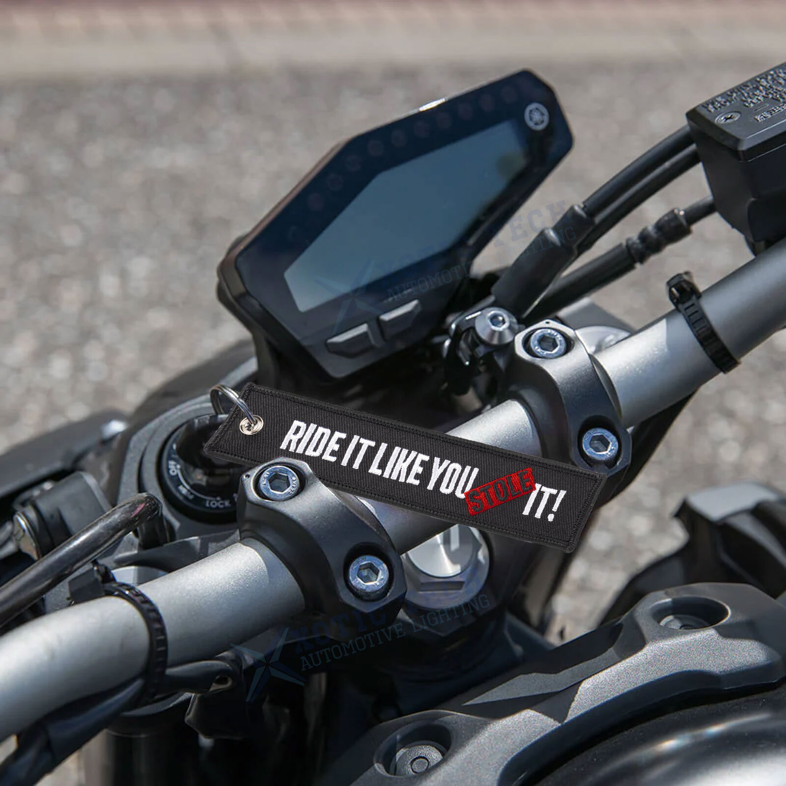 1PC Double Sided Embroidered Keychain Bike Motorcycle Key Ring Key Tag Belt Gift