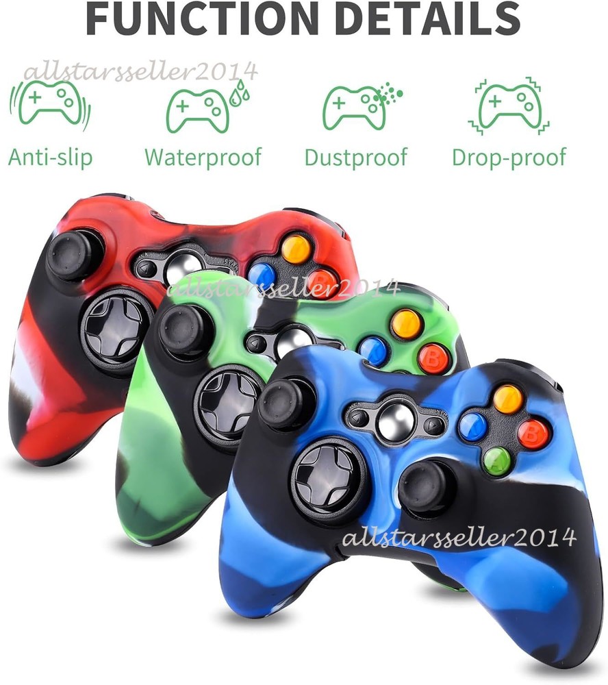 Silicone Protective Rubber Skin Cover for Microsoft XBox 360 Controller Case US