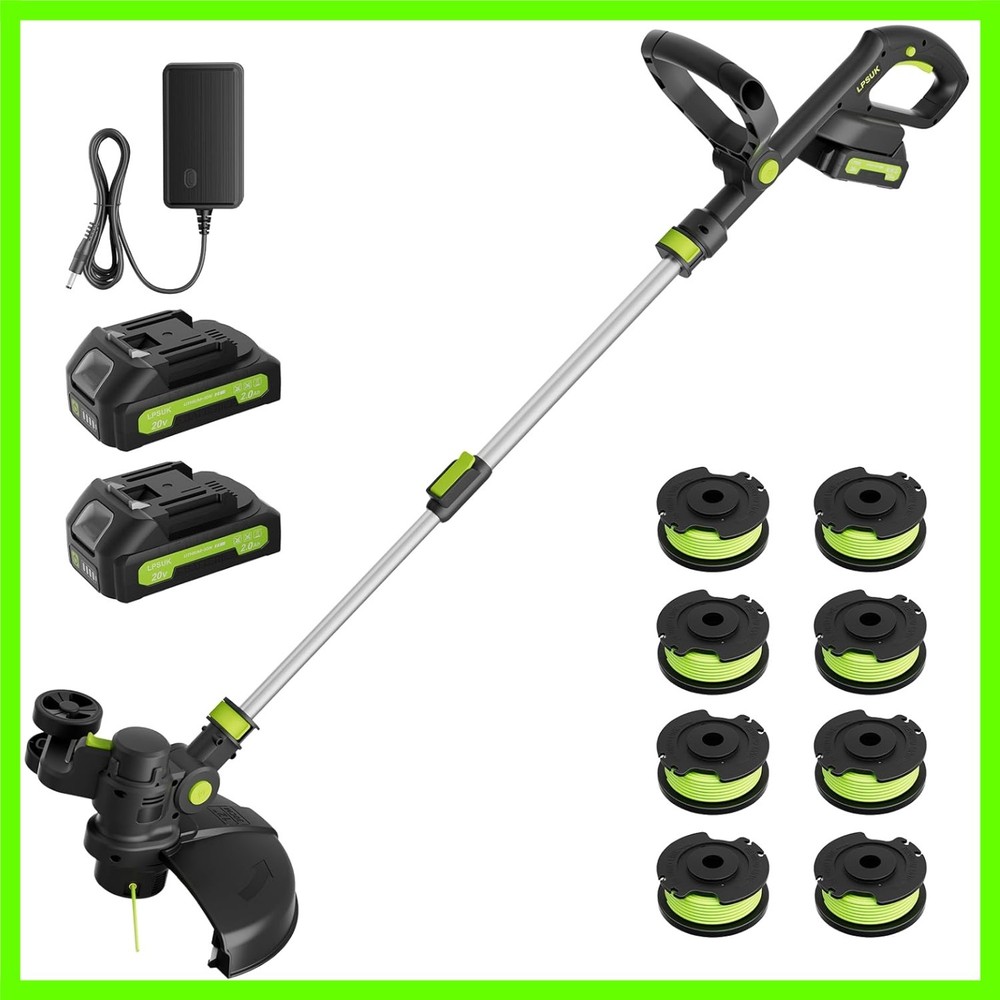 Adjustable Telescopic String Trimmer with 12'' Cutting Width & 2 Batteries