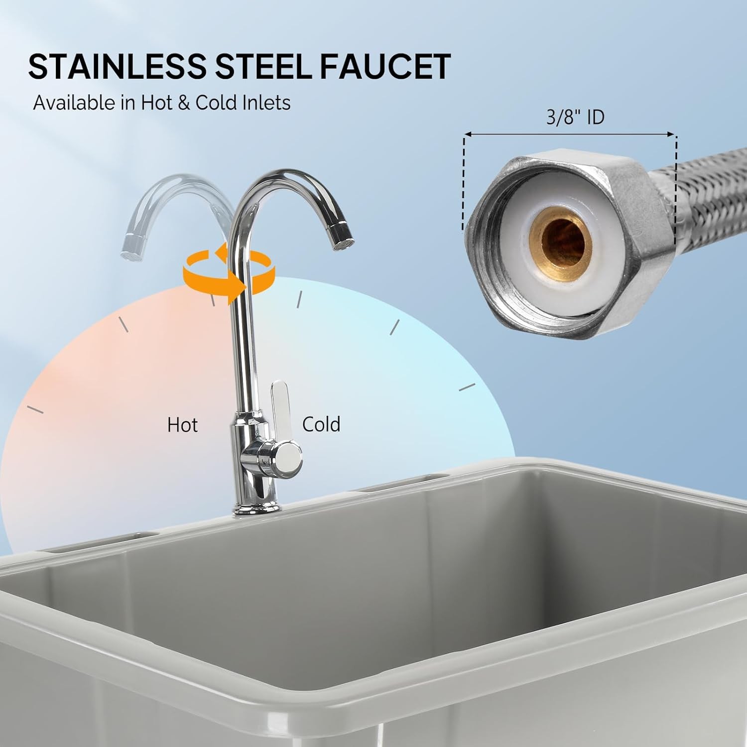 20-Gallon Plastic Utility Sink with Hot & Cold Faucet and Upgraded Height Grey