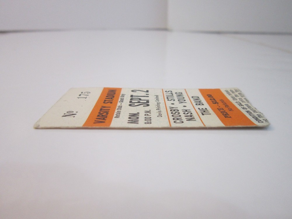 1974 CROSBY STILLS NASH YOUNG BAND Varsity Stadium Toronto Concert Ticket Stub