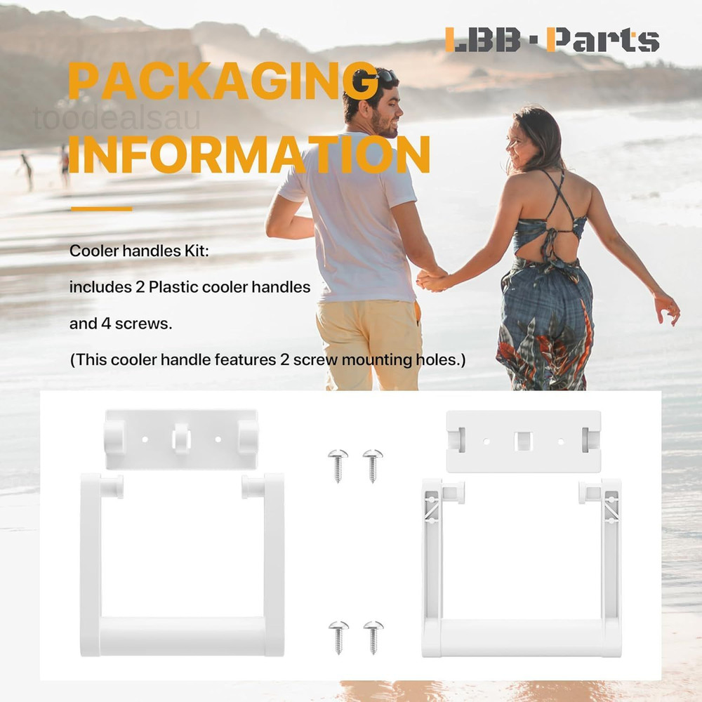 Cooler Handle and Screws,Replacement White Plastic See description