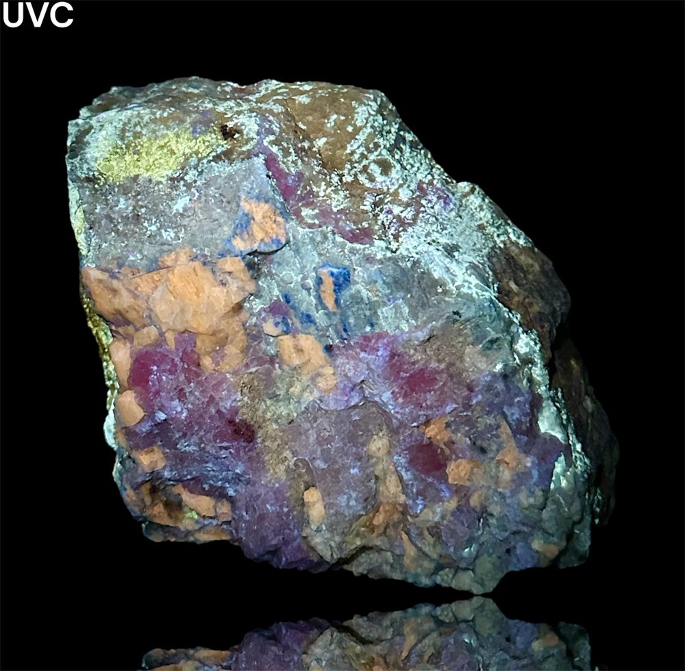 1503 Gr. Fluorescent Scapolite Cluster W/ Fluorescent Phosphorescent Hackmanite