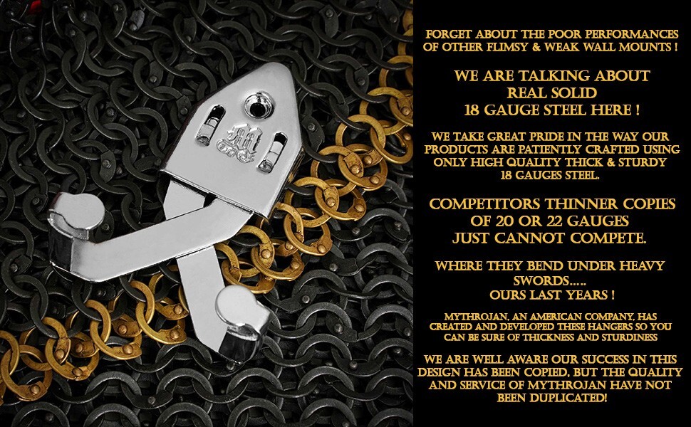 Universal Sword Bowie Knife Dagger Hanger Vertical Wall Mount Holder Set of 2