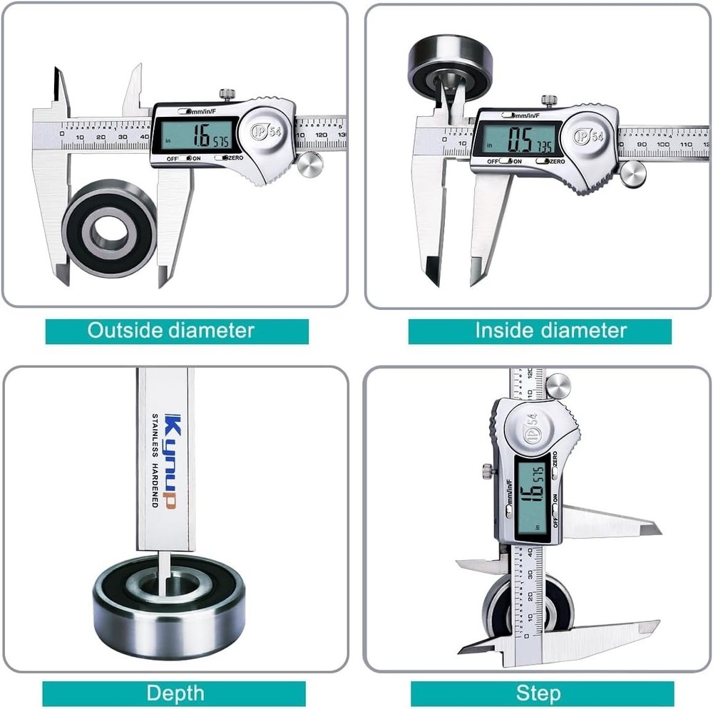 Precision 12-Inch Digital Caliper: Splash-Proof Stainless Steel with LCD Display