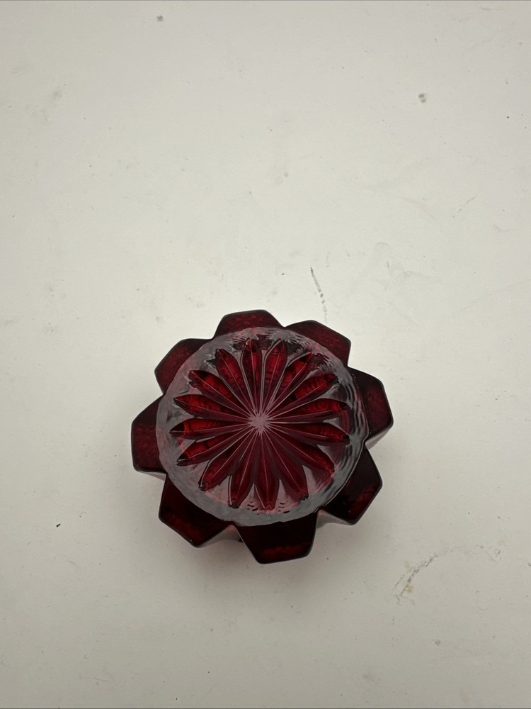Vtg Mosser Glass Ruby Red Hatched Panel Open Salt Cellar. Slight GLOW