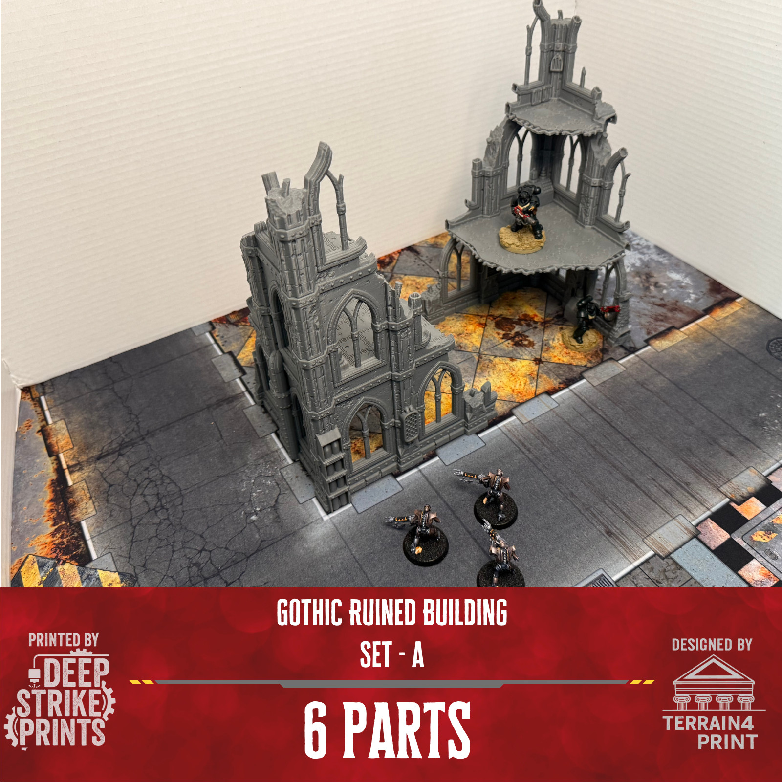 Gothic Ruined Tower A x2 Terrain Scenery Tabletop/Warhammer 40k