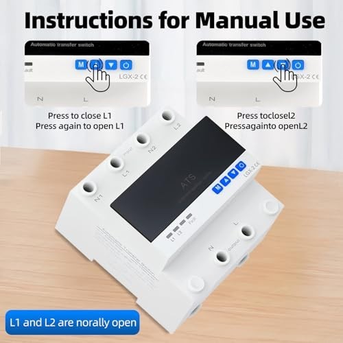 Dual Power Automatic Transfer Switch 63A 2P 110V Adjustable Generator ATS LED Di