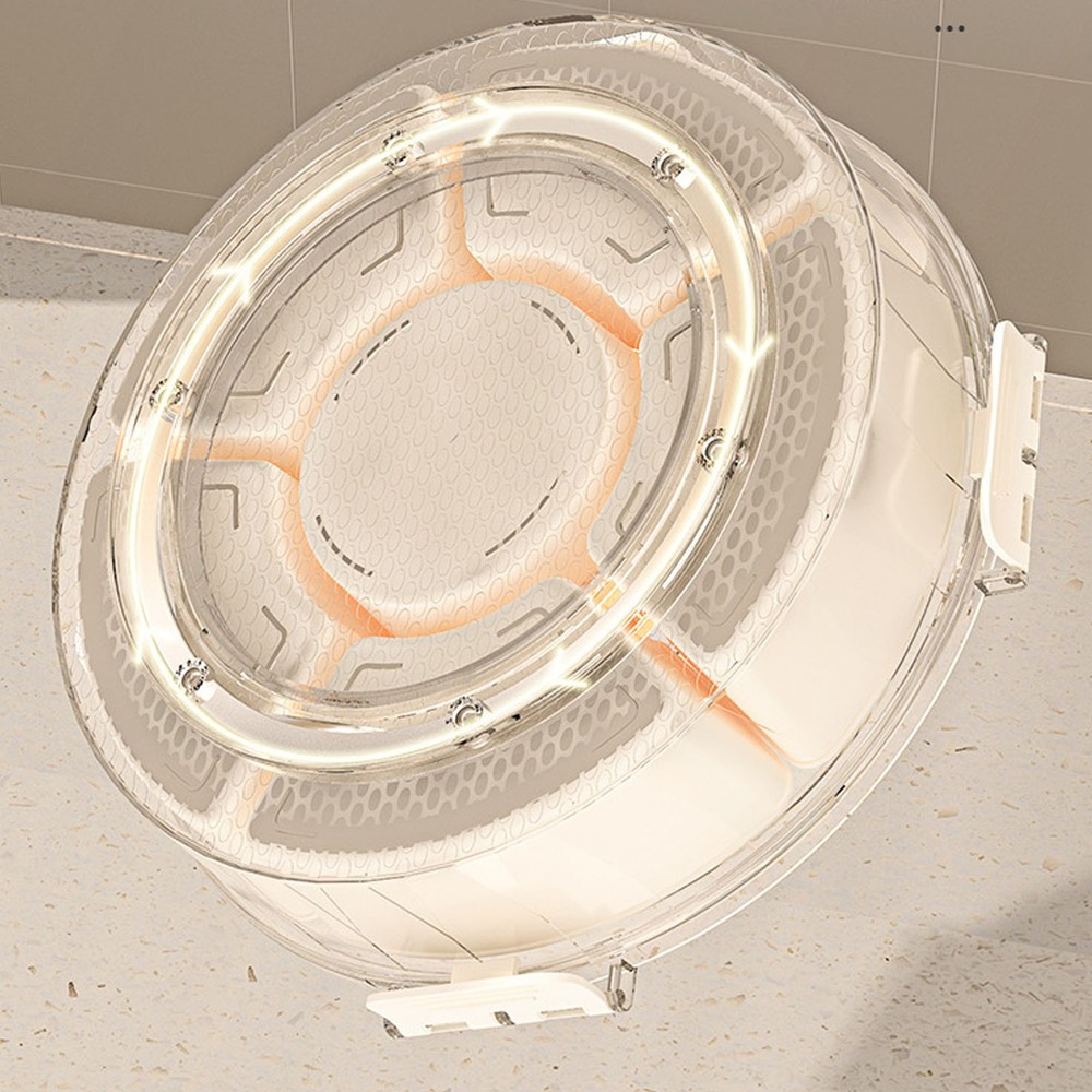 6 Compartment Compact Rotating Snack Tray Storage Container 360° Rotatable