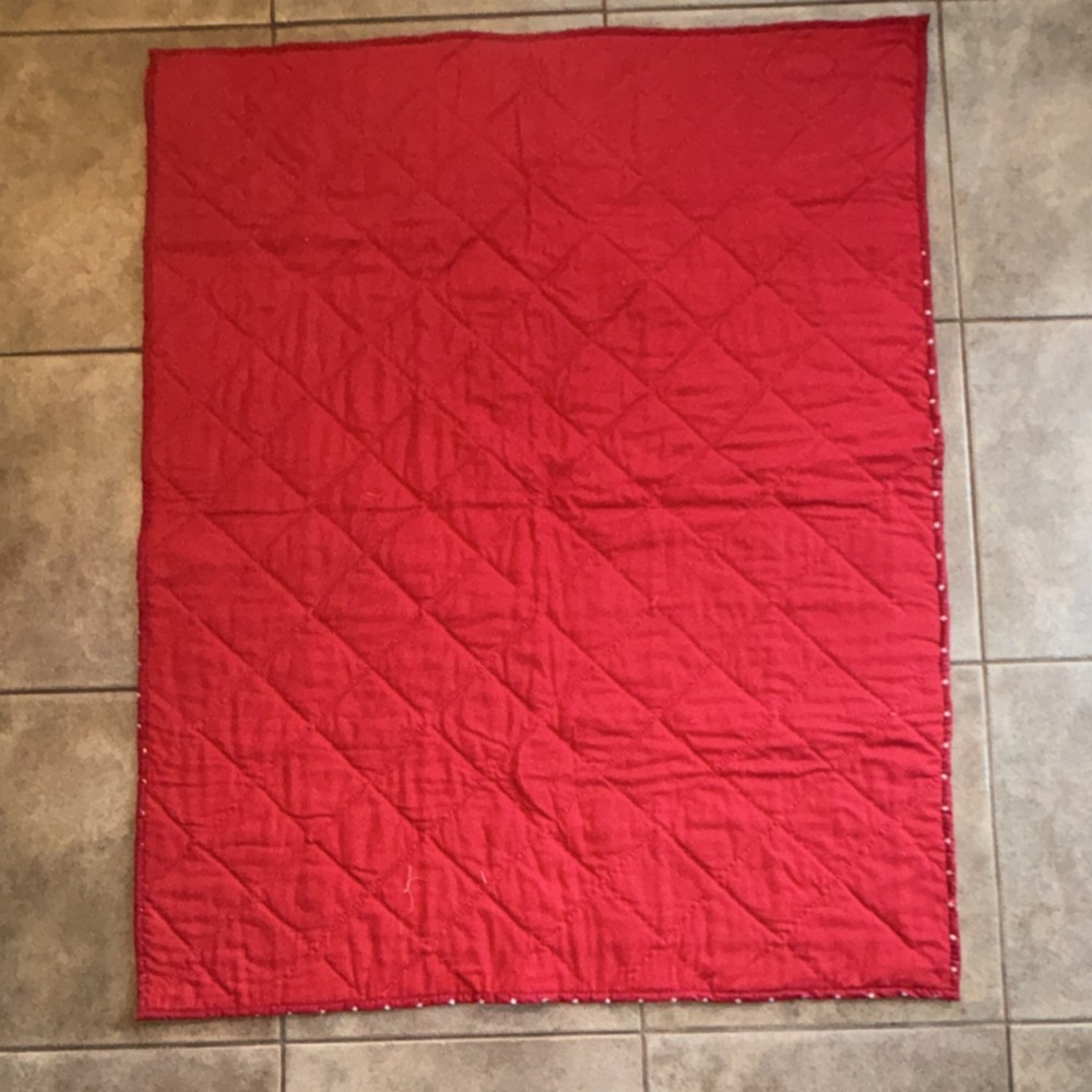 Handmade Patchwork Throw Quilt Cotton Red Multicolor Original Pattern