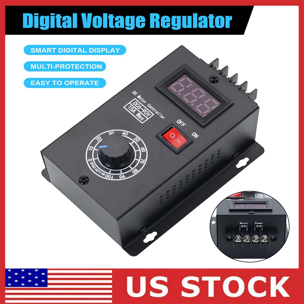DC Motor Speed Regulator 6V-90V Digital LED PWM Motor Controller Switch Reverse