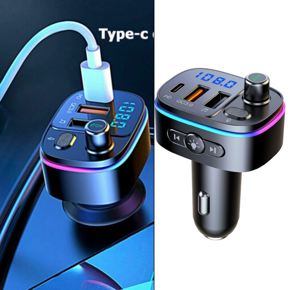 Bluetooth5.0 FM Transmitter In-Car HandsFree MP3 Player for Samsung S21 S20 NOTE