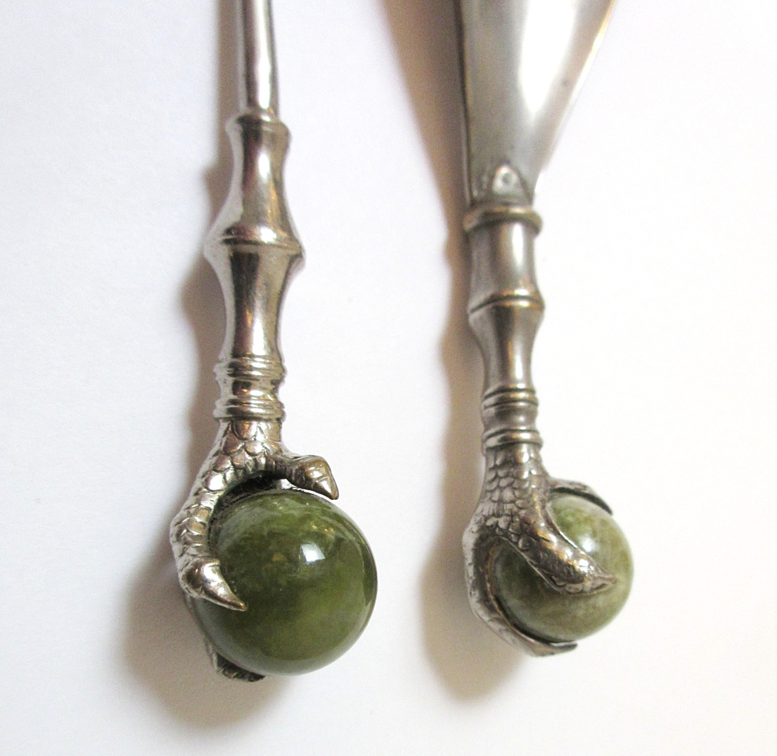 Antique Button Hook Shoe Horn Set Ball & Claw Connemara Marble