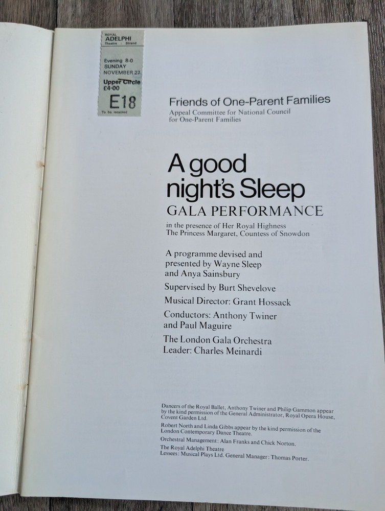 Multiple Hand Signed Programme for A Good Nights Sleep - Gala Adelphi Theatre