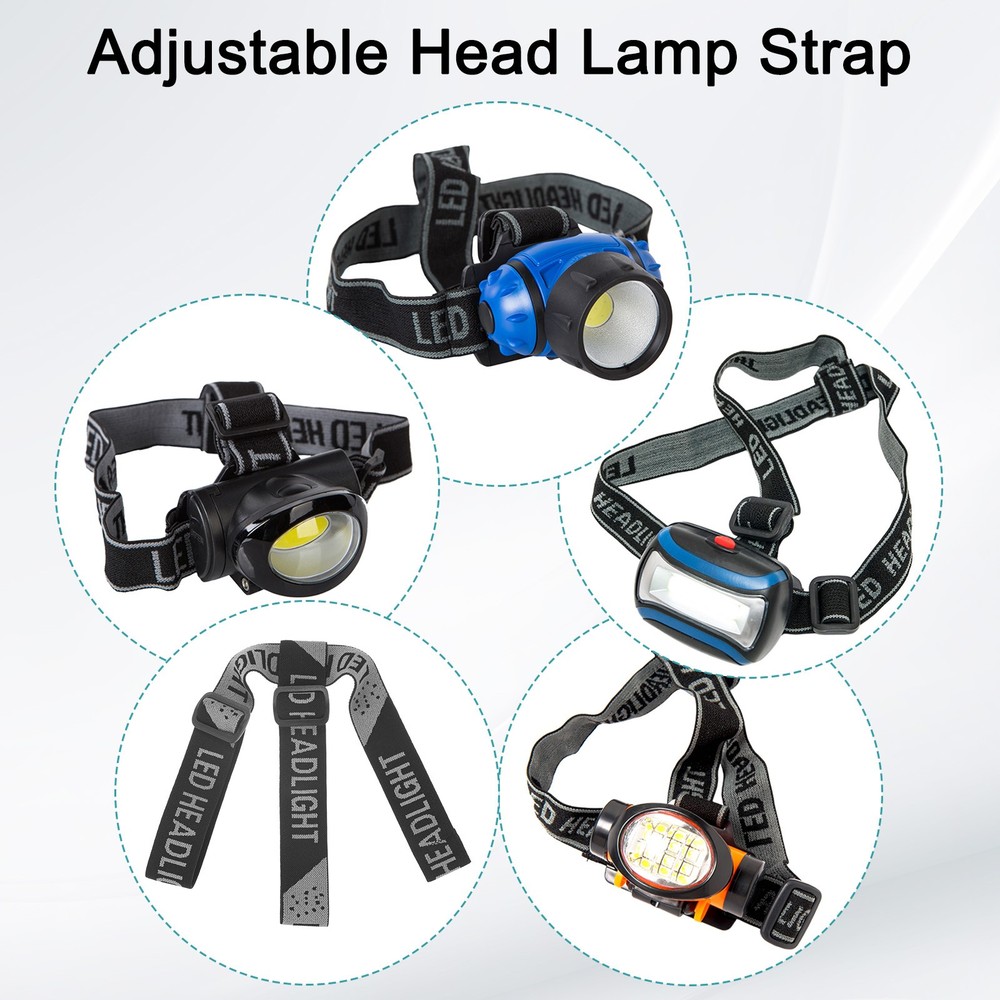 3-Pack Headlamp Strap Replacement Headband for Camping Black Gray