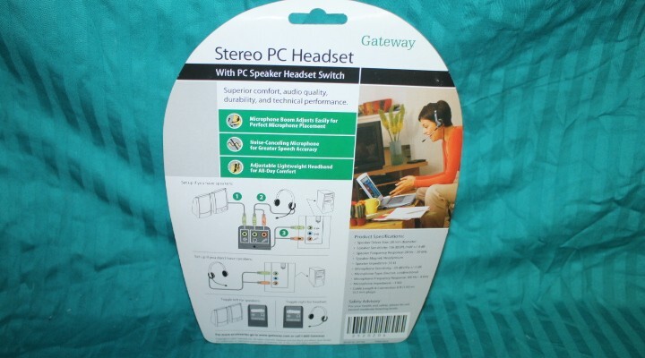 GATEWAY STEREO PC HEADSET W/ PC SPEAKER HEADSET SWITCH TP1222ZA - SEALED