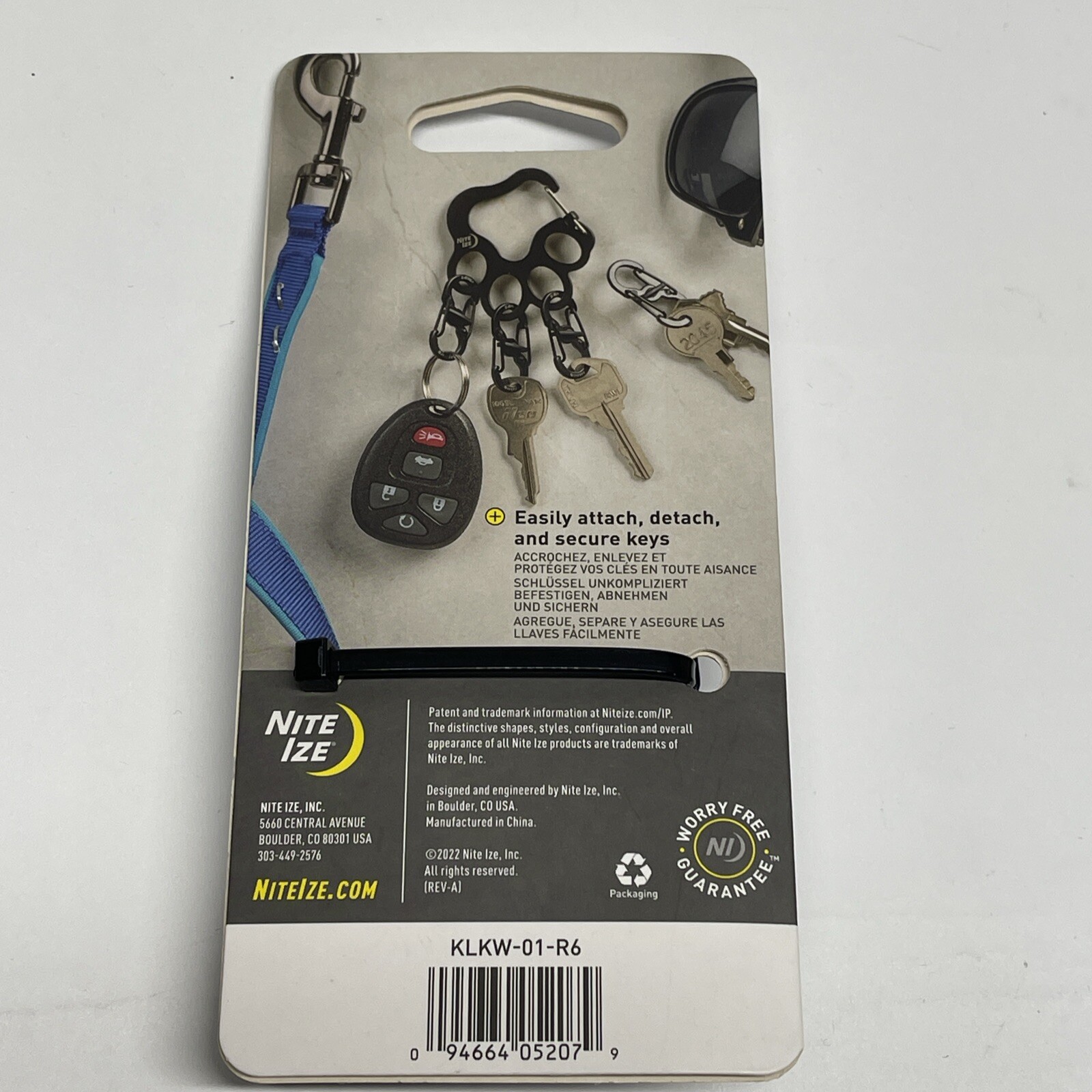 Nite Ize Pawprint Locker KeyRack Stainless Steel Organizer with Locking Carabi