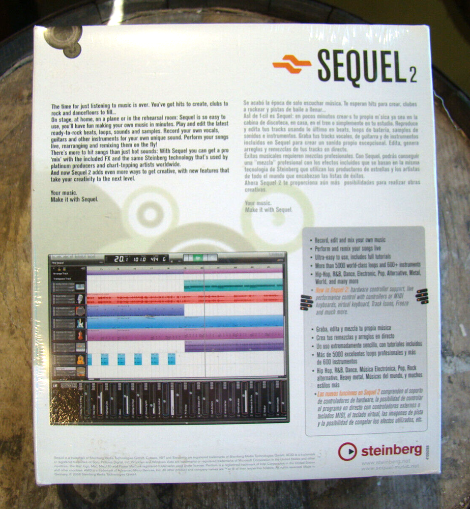 Sequel2: Music Creation And Performance ~2008 Software~ Record Mix Edit Sealed!