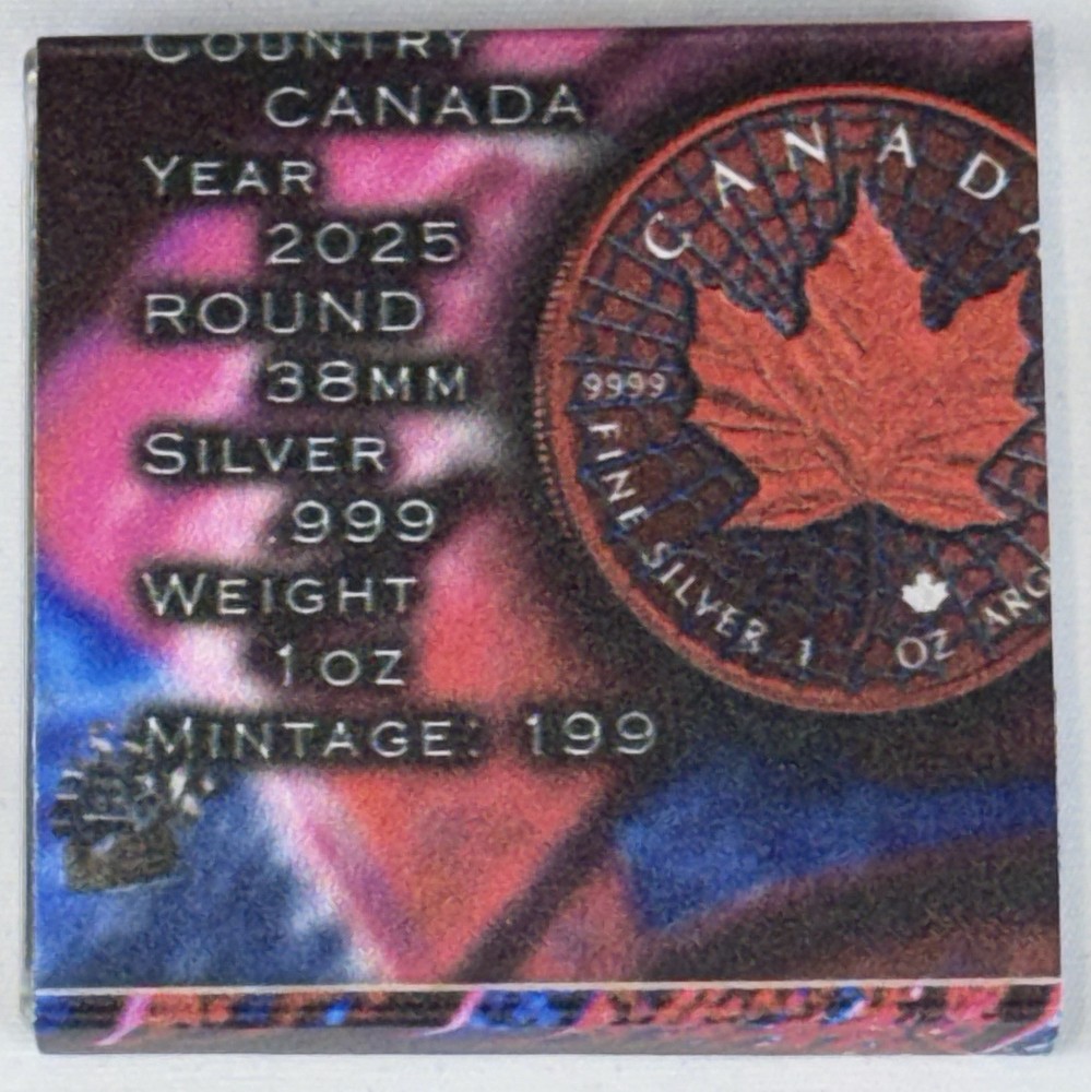 2023 Canada Maple Leaf Colorized "Spiderweb" 1 oz .9999 Silver Coin