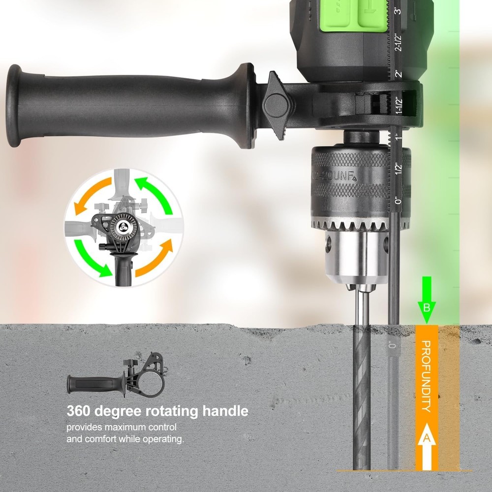 Dual-Function Hammer & Drill with 5pcs Bit