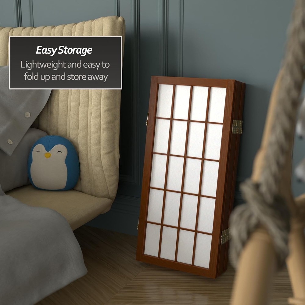 2 ft. Short Desktop Window Pane Shoji Screen Walnut 6 Panels