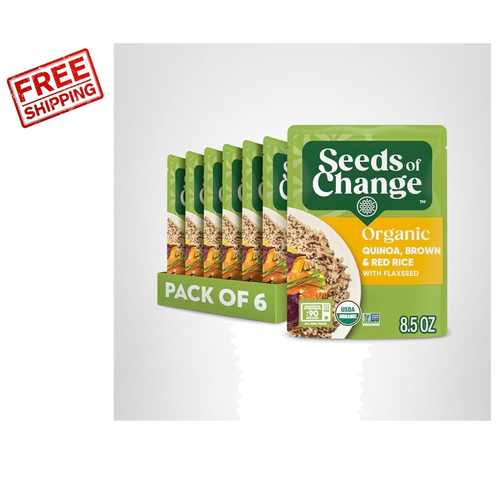 6-Pack Organic Flaxseed Quinoa & Rice Blend - Quick 90-Second Meal Solution