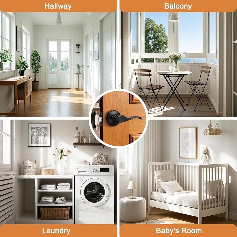 Wave Shape Passage Door Lever Keyless Handle Interior Non Locking 2 Pack New