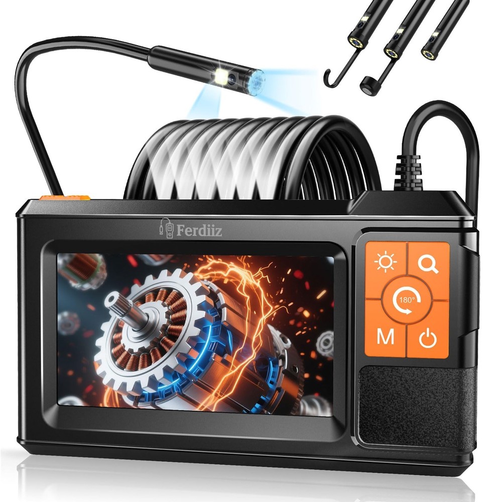 Dual-Lens Endoscope with Light, Endoscope Camera with Light with 4.3" IPS Scr...