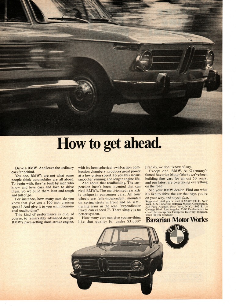 1969 BMW ~  CLASSIC ORIGINAL PRINT AD