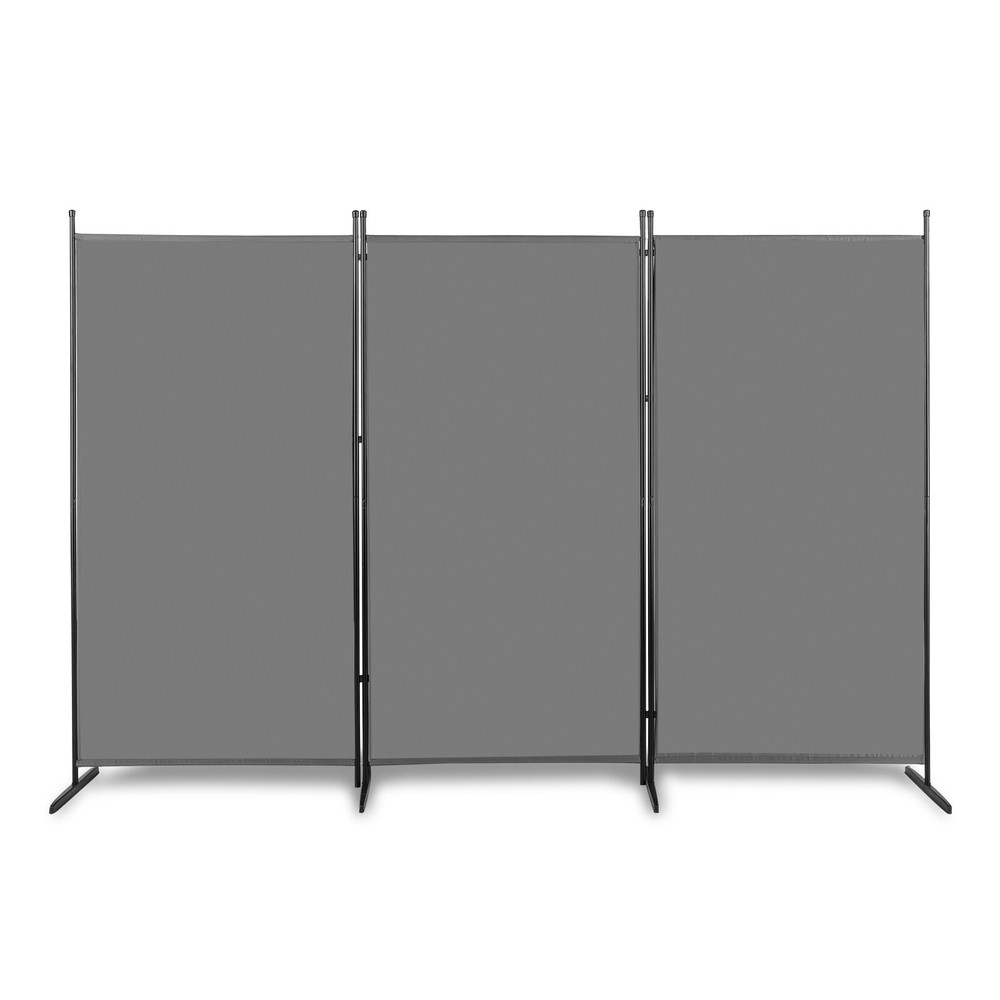 6FT Grey Trifold Polyester Cloth Plastic Foot Carbon Steel Frame Foldable Screen