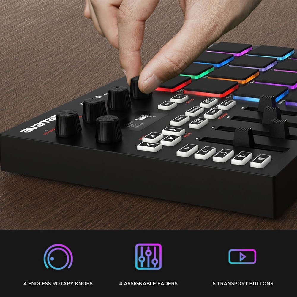 EMP16 MIDI Pad Controller Beat Maker Machine With Bluetooth, 16 RGB Velocity ...