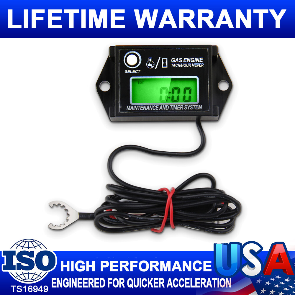 Waterproof Tachometer Tiny Tach/Hour Meter for 2 Stroke & 4 Stroke Small Engine